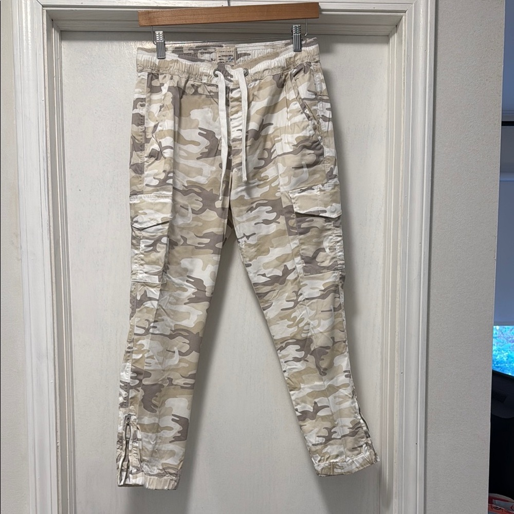 Sanctuary Tan and Brown Cargo Pants with Tapered Legs